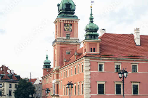 POLAND, WARSAW: Scenic cityscape view of city old center with old traditional architecture