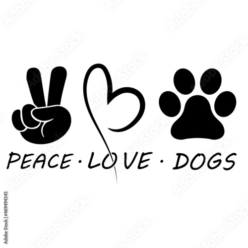 Peace Love Dogs icon. Love Dog illustration sign. Peace dog symbol.