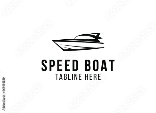 Speed boat, yacht for traveling and holiday logo design template.