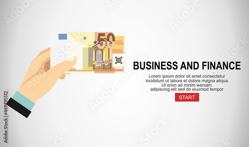 Hand holding and showing euro money or giving money. World money concept,EURO banknotes EUR currency isolated. Concept of rich business people, saving or spending money.