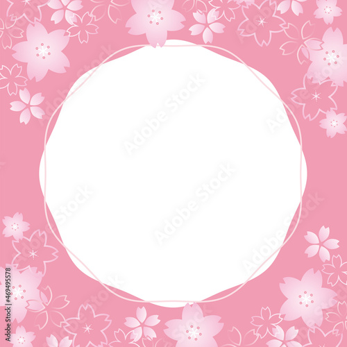 桜の正方形フレーム ／バナー／背景（ピンク B）