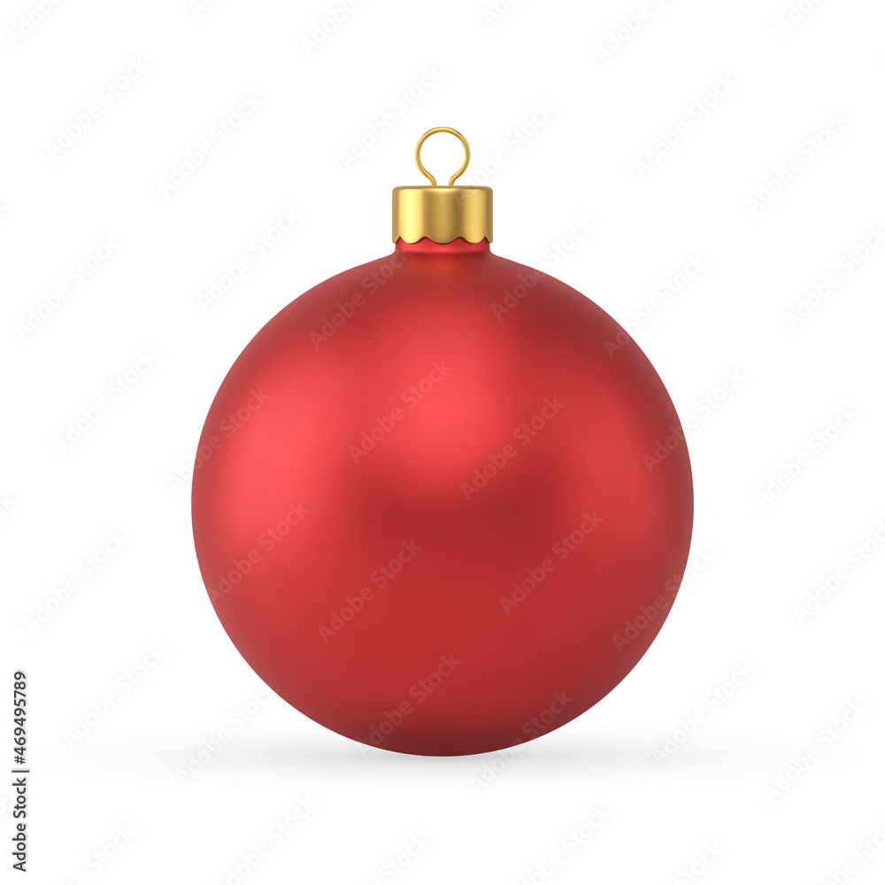 Traditional metallic red New Year decorative toy realistic template vector illustration