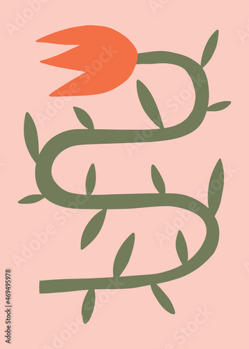 Scandinavian style cutout flower tulip boho naive funky handdrawn style art