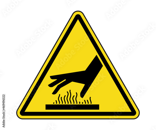 Hot Surface Warning Label. International Hot Surface Hazard Symbol. Hot Surface Warning Sign