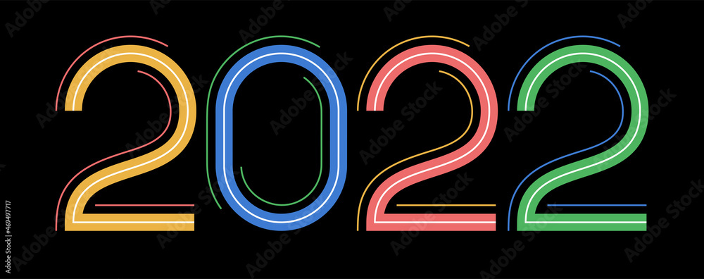 Fototapeta premium 2022 banner. New year calendar cover. Colorful design. Lettering. Color vector illustration