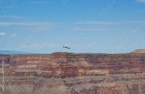 Helicopter flying over Grand Canyon - Arizona, USA