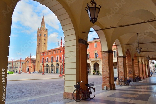 View of  Aurelio Saffi square in the historic center of the city of Forlì in Emilia Romagna, Italy photo