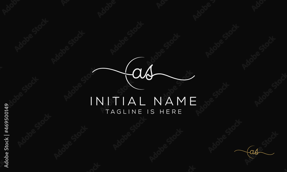 AS SA Signature initial logo template vector
