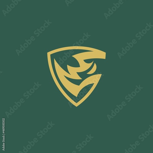 simple rhino and shield logo. vector illustration for business logo or icon