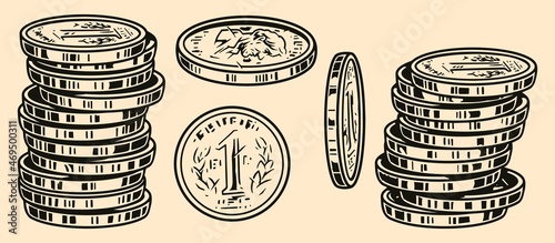 One dollar cent coins concept