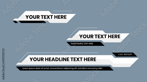 white and black lower third banner bar screen broadcast. Vector illustration news overlay video strip