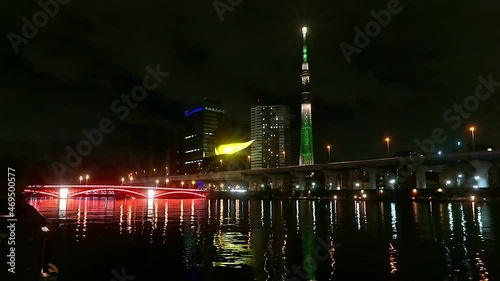 隅田川　吾妻橋　スカイツリー　ライトアップ