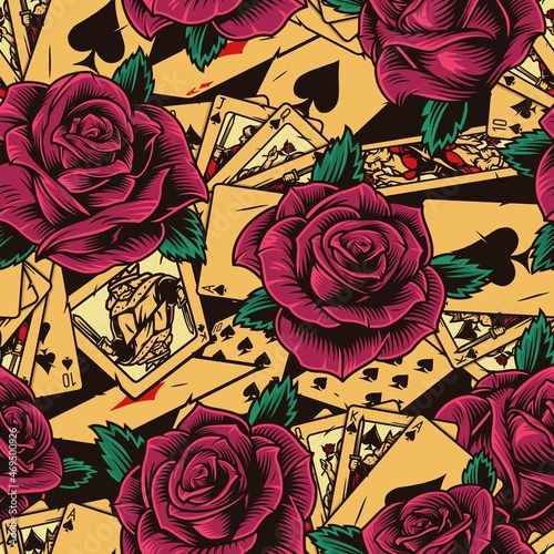 Gambling and casino vintage seamless pattern