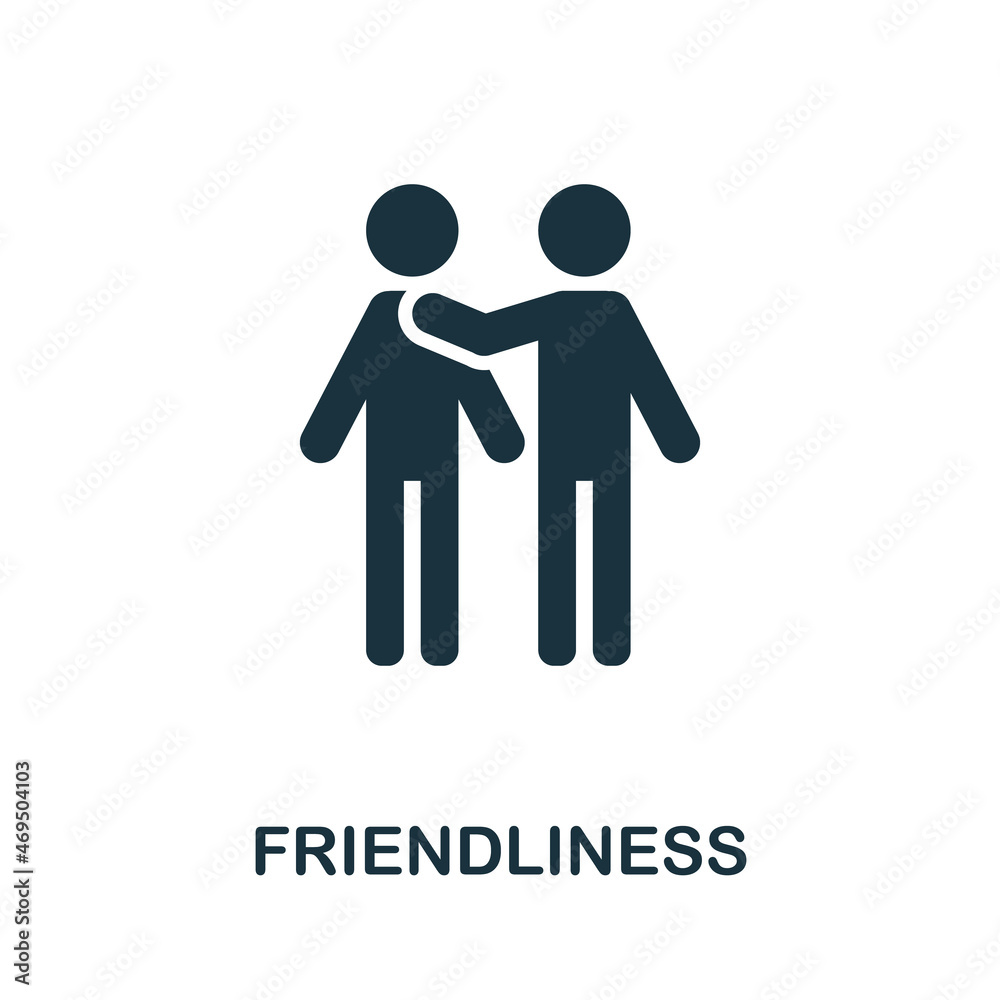 Friendliness flat icon. Colored sign from positive attitude collection. Creative Friendliness icon illustration for web design, infographics and more Friendliness flat icon. Colored sign from positive attitude collection. Creative Friendliness icon illustration for web design, infographics and more