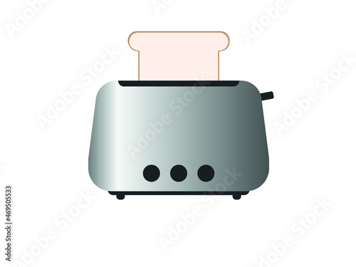 vector metal toaster with toast inside. flat image of aluminum gray toaster.