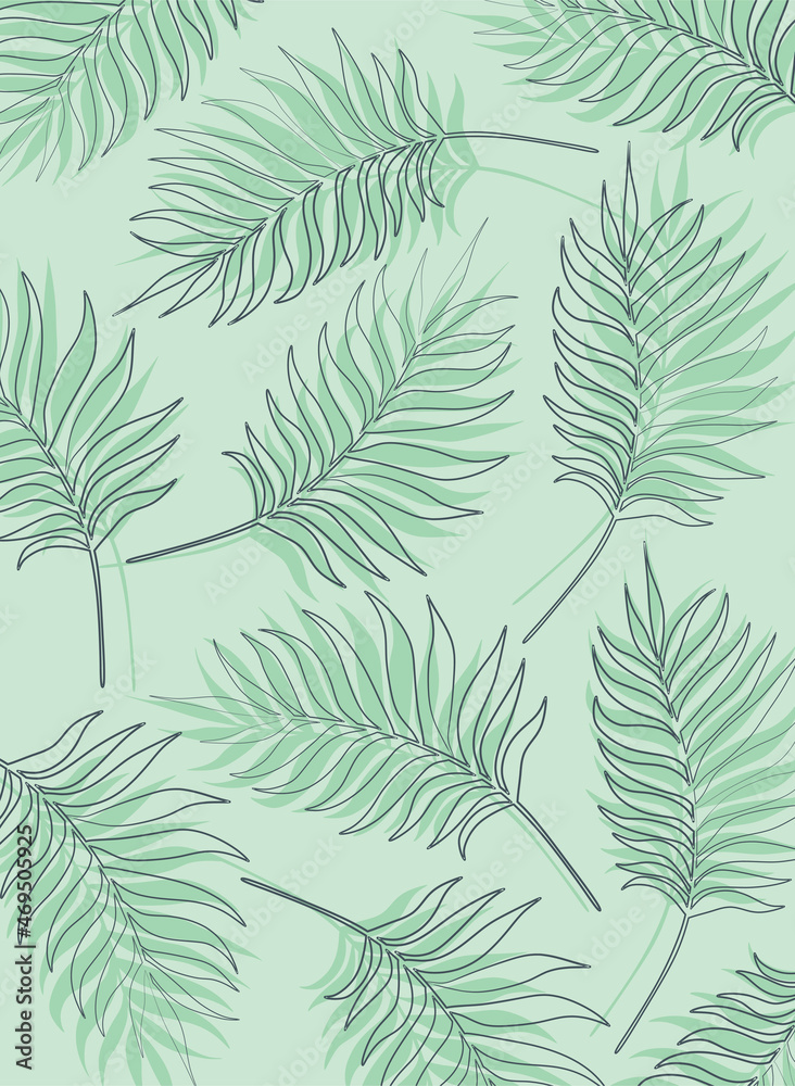 An illustration of simple tropical green leaves pattern