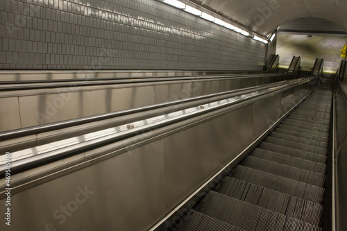 Horizontal shot of the MARTA (urban fast train) empty escalators in Atlanta