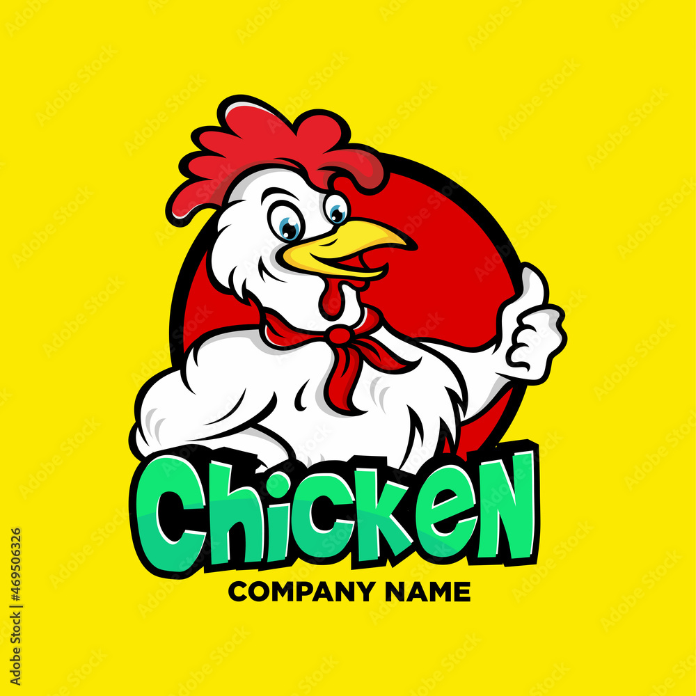 Chicken rooster mascot logo design  
