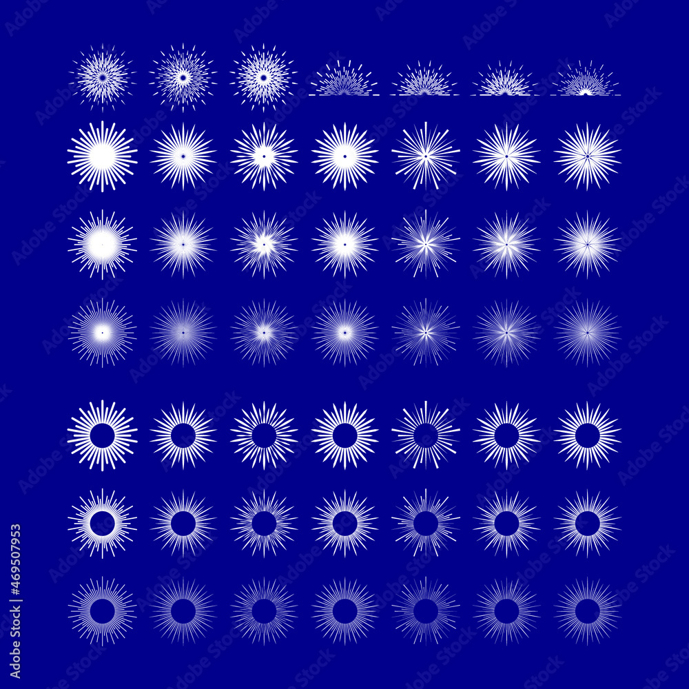 Sunburst set collection. Star firework explosion. Sunburst set collection. Star firework explosion.