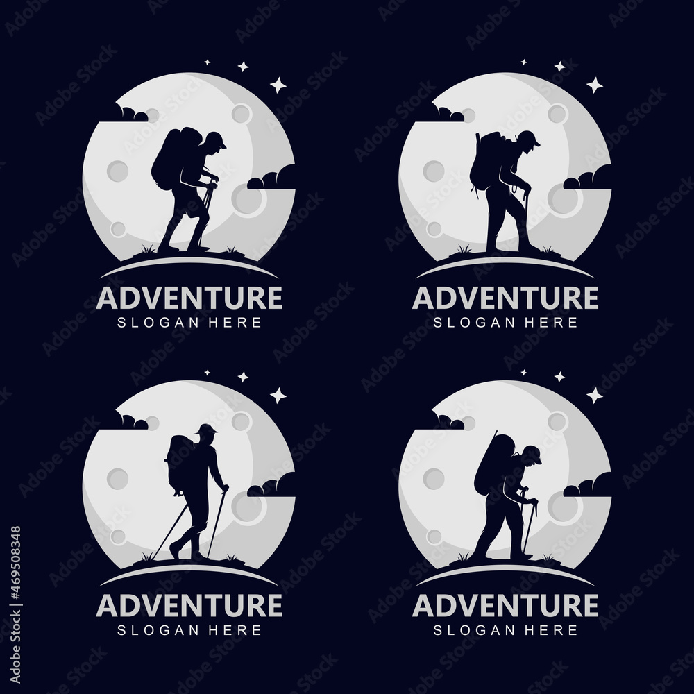 Adventure silhouette logo on the moon