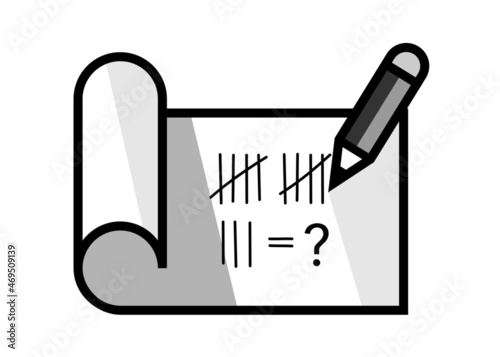 count the votes icon.  elections -vote counting symbol with pencil drawing on White background.