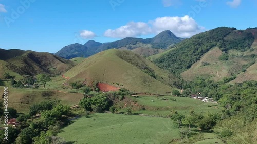 Aerial view of nature in Sana, Macaé, mountain region of Rio de Janeiro. Drone take.