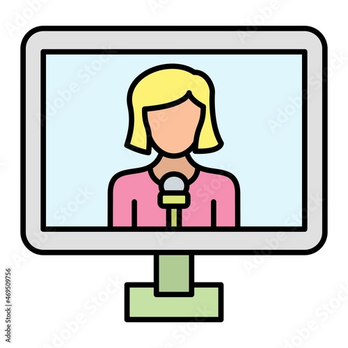Vector News Anchor Filled Outline Icon Design