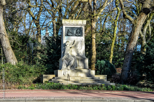 Monument (1916) in The Hague for Jacob and Willem Maris on the Carnegielaan, with the garden of the Peace Palace in the background. Netherlands, Holland, Europe photo