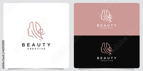 Beauty woman logo with outline © sang