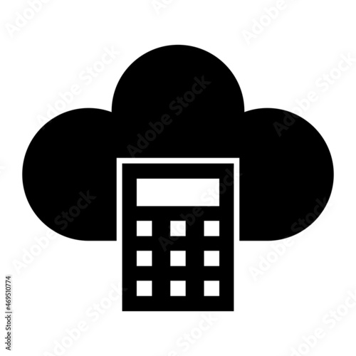 Vector Cloud Calculating Glyph Icon Design