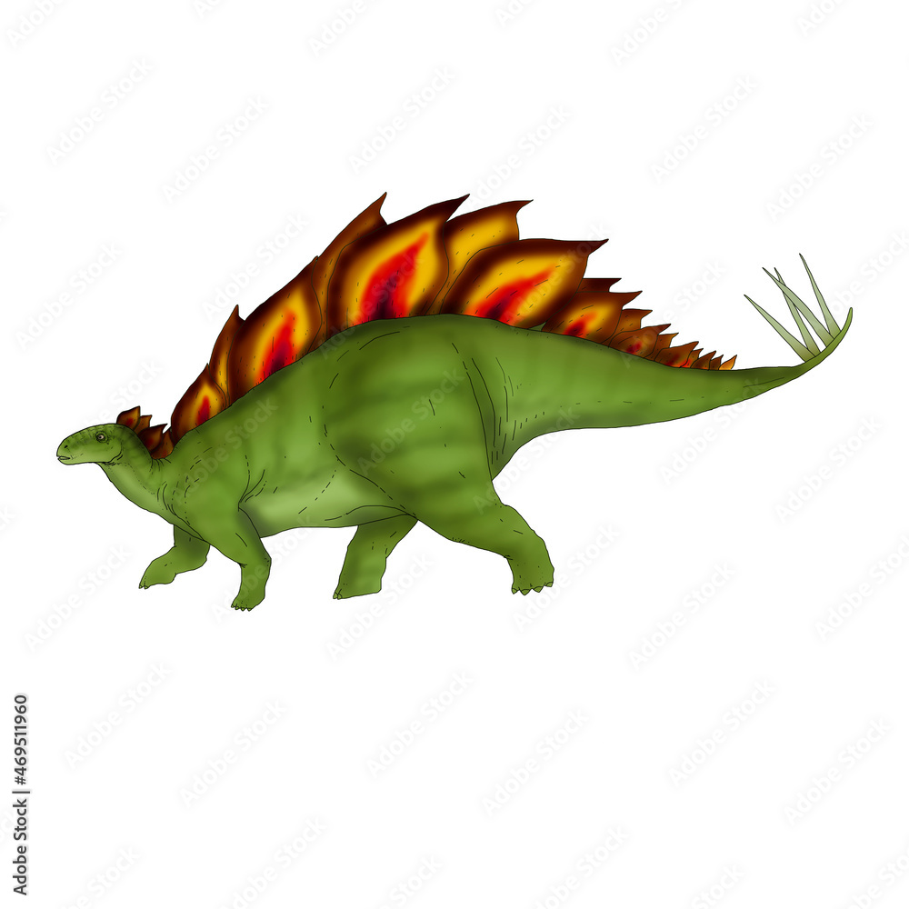 Fototapeta premium Realistic illustration of a dinosaur of the stegosaurus species