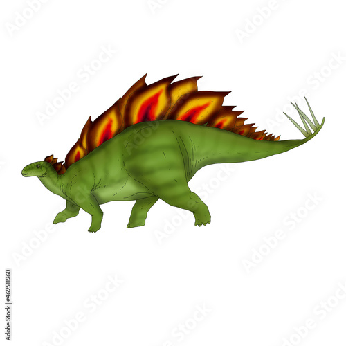 Realistic illustration of a dinosaur of the stegosaurus species