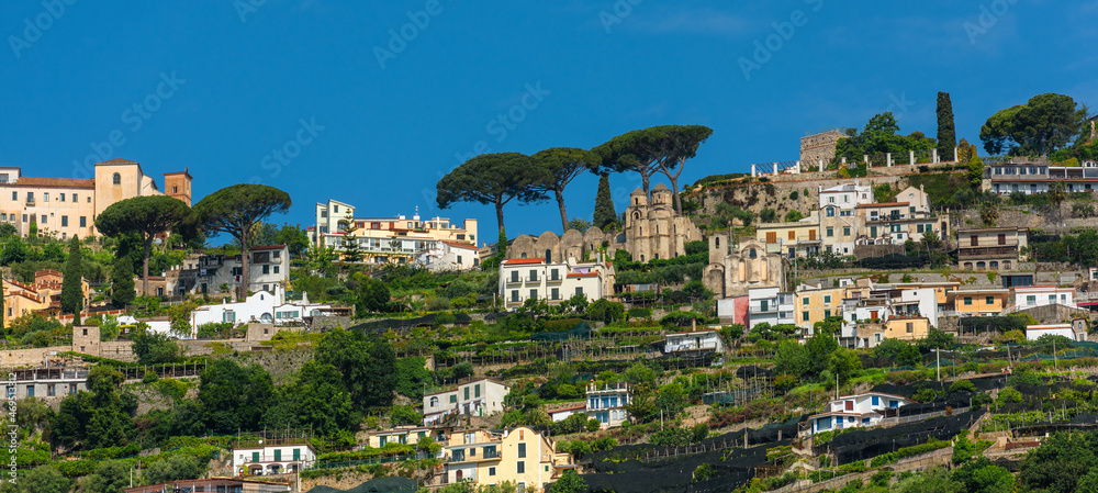 A picturesque village on the hills of the Amalfi coast of the Gulf of Naples