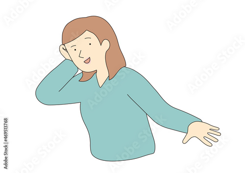 DJの真似して調子に乗る女性　線画