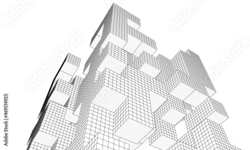 abstract buildings architectural 3d drawing 