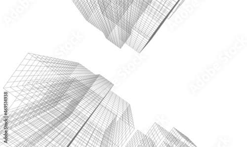 abstract buildings architectural 3d drawing 