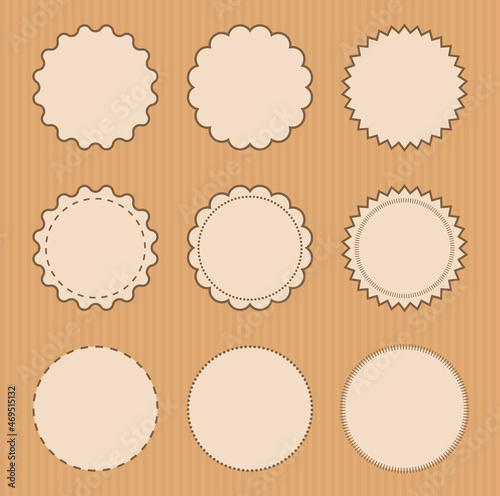 Collection of round decorative vintage label border frames