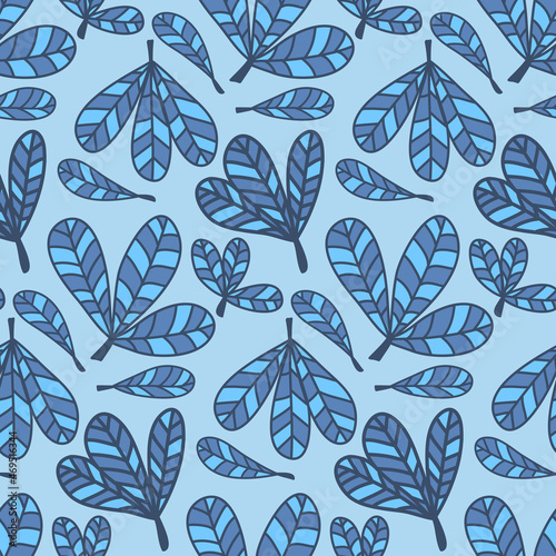 Seamless pattern with blue shamrock, decoration textile design