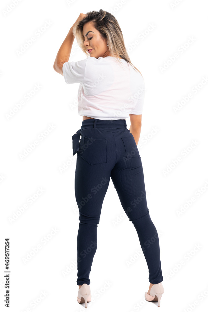 Blond fitness woman, isolated on white background Blond fitness woman, isolated on white background