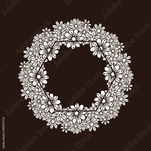 Vector round flower frame