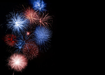 4th of July - Independence Day of USA. Beautiful bright fireworks lighting up night sky