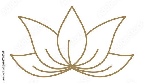Golden flower logo. Line icon. Elegant blossom symbol