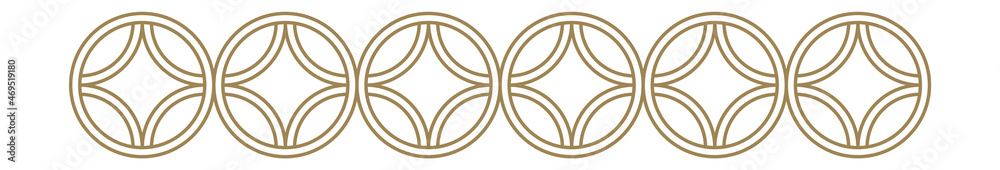 Crossed ring pattern. Golden circle line ornament Crossed ring pattern. Golden circle line ornament
