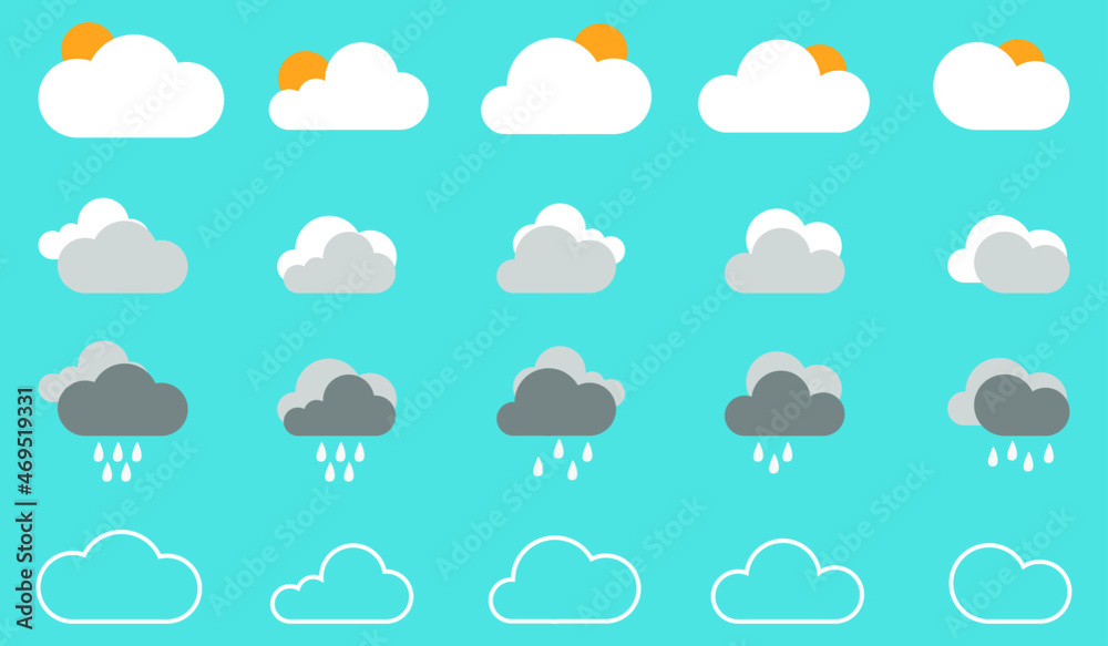 set of weather icons.clouds set of weather icons.clouds