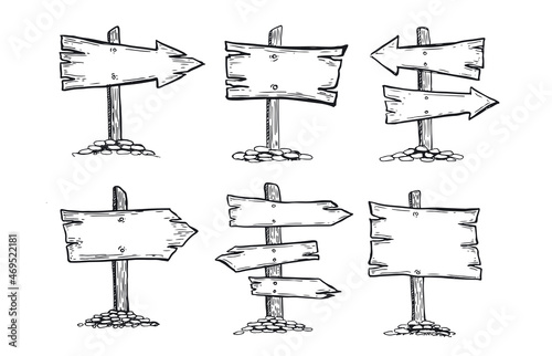 Wooden pointer hand drawn illustration.