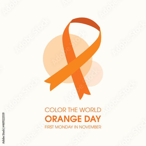 Color the World Orange Day vector. Orange awareness ribbon icon vector. The first Monday of November. Important day