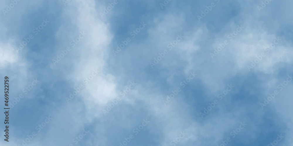 Hand painted blue sky and clouds, abstract watercolor background, vector illustration. Beautiful cloud with blue sky hand drawn abstract watercolor background. 