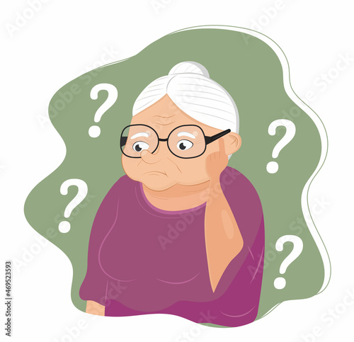 Alzheimer old woman, neurology health care, Parkinson or dementia metaphor are shown. Senses diseases for medical website. I