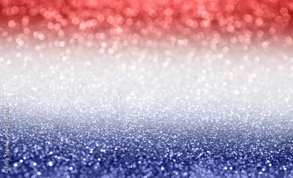 4th of July - USA Independence  Day. Blurred view of glitters in colors of American national flag, bokeh effect