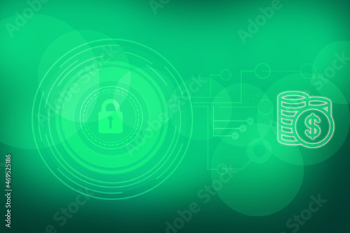 2d illustration lock security with futuristic background 